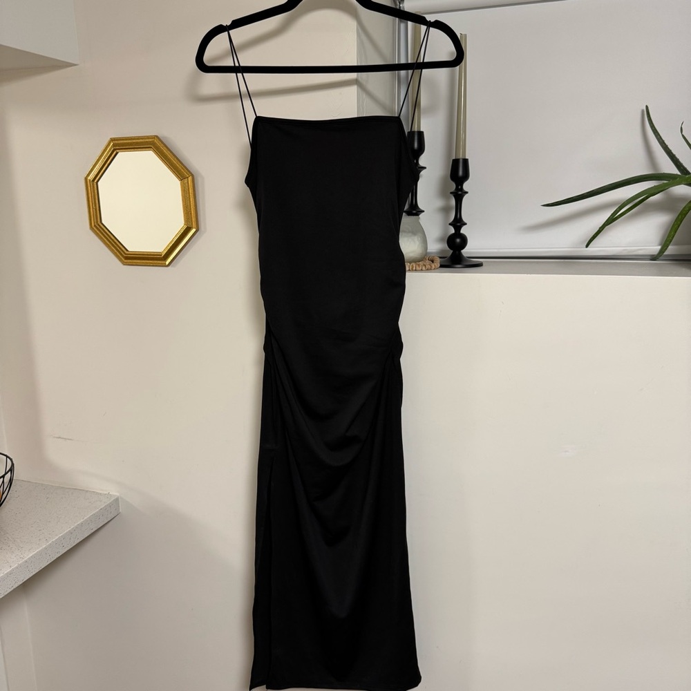 Long Black Dress with Twist Cut Out Back